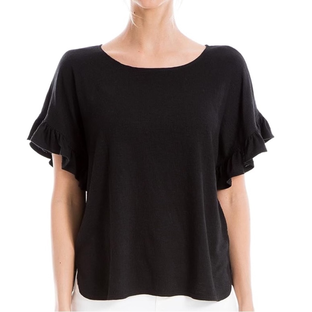 Max Studio Ruffle Sleeve Knit Top